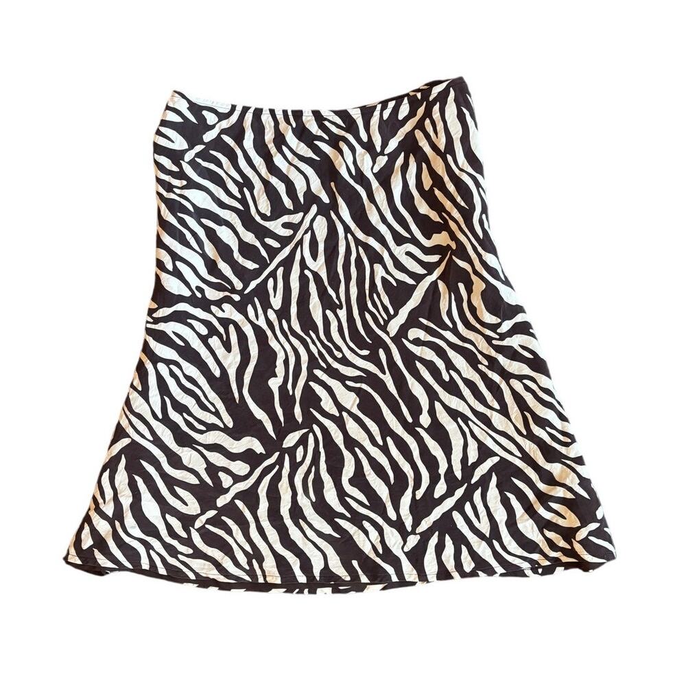 Vintage 100% Silk Zebra Print Skirt